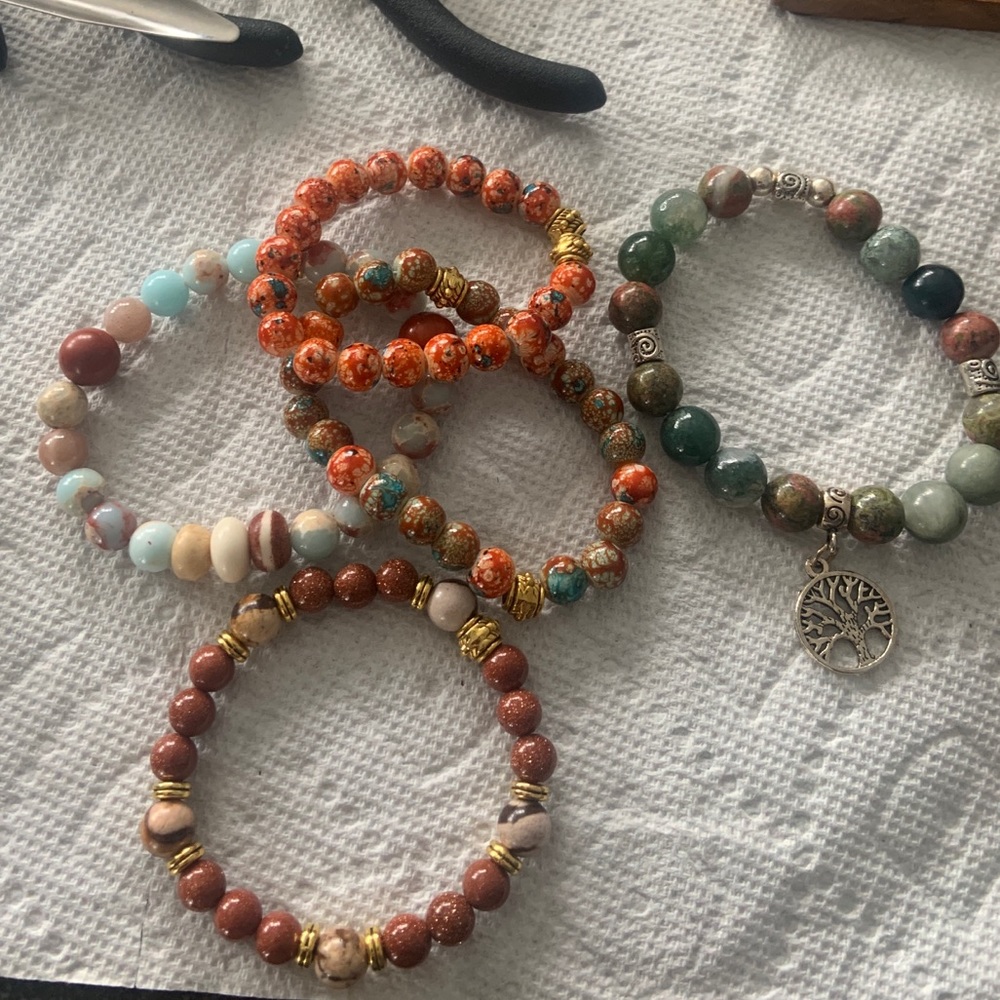 Beaded Stackable Bracelets Beautiful Stones - image 1